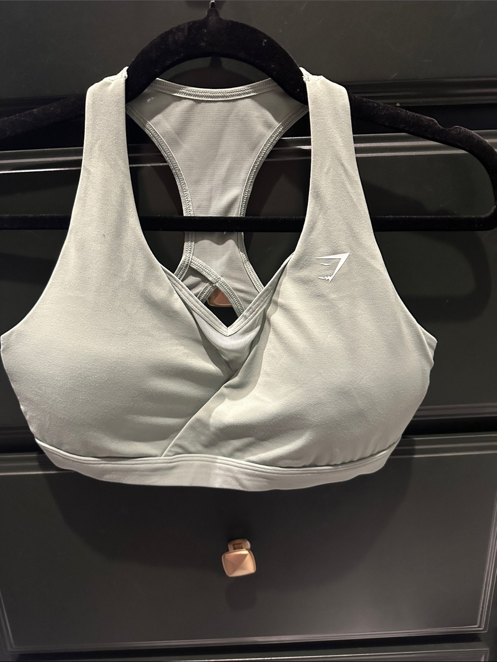 Gymshark Light Sage Green Cross-Front Racerback Sports Bra